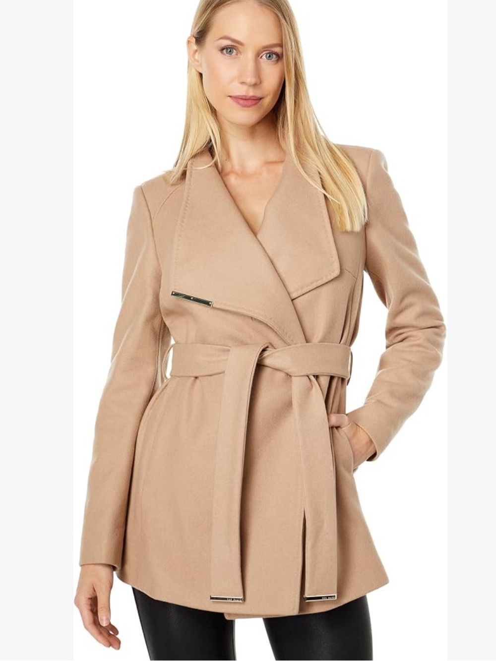 Ted Baker Between-Seasons Coat 'ROSESS’ Short Belted Wool Wrap Coat